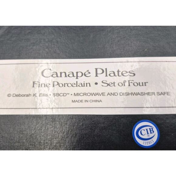 SBCD Deborah K Ellis Porcelain Canape Plates Wine Grapes 6" Set of 4 - Picture 10 of 11